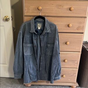 Vintage TravelSmith Blue Suede Leather Shirt Jacket Men’s XL Y2K